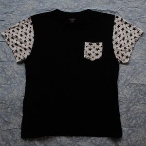 Rue 21, black and while star sleeve t